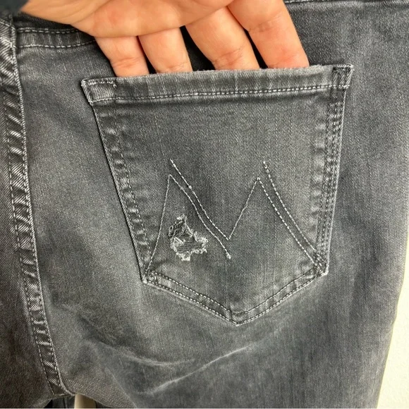 Mother The Charmer black distressed mid-rise skinny jeans worn black wash 29 - Picture 10 of 14
